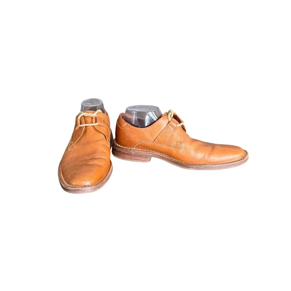 Cole Haan Tan Leather Derby Shoes Mens 8M C03503 Made in Brazil Brown Lace Up